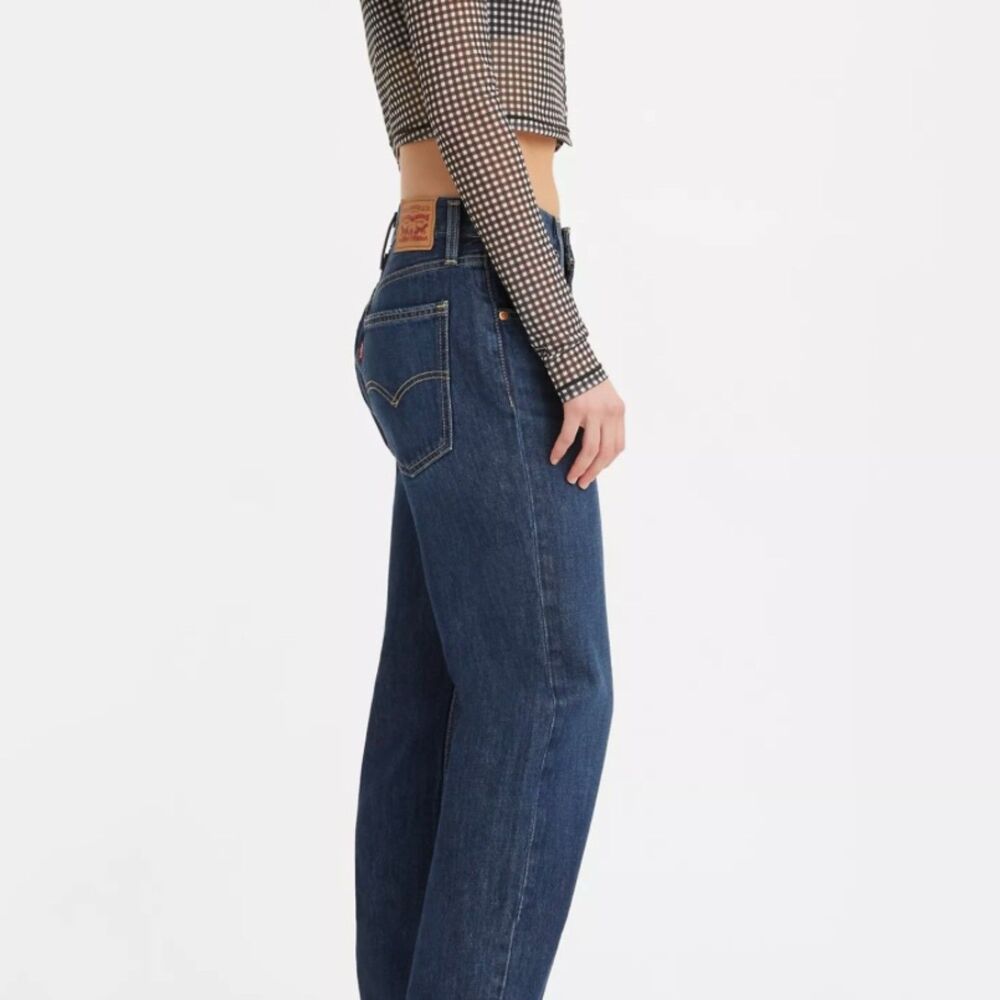 Levis Indigo Blue Low Pro Straight Leg Denim Cropped Frayed Casual Jeans - 30